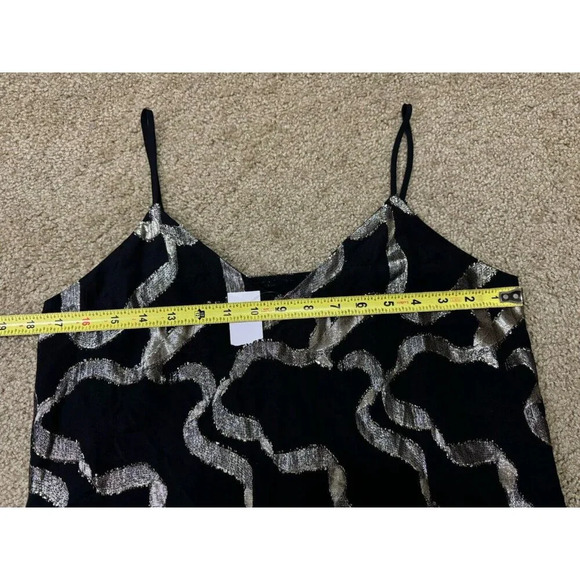 NWT ANN TAYLOR Black Metallic Gold Camisole Top SMALL Holiday Y2k Lightweight - Picture 6 of 6